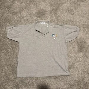 Vintage Toon Time Men's Polo Shirt Snoopy Size L Gray Embroidered